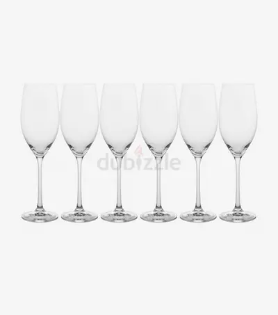 Set of 6 Clear Wine Glasses — Tall Stemmed Glasses