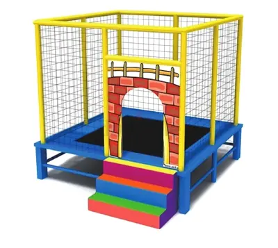 Indoor Trampoline Playpen for Kids with Safety Net and Steps