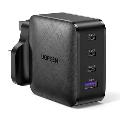 UGREEN 4 Ports 65W Type C GaN Charger Plug USB C QC 3.0 Fast Charging Station Wall