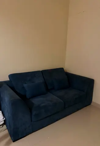 Two-seater navy blue fabric sofa - good condition