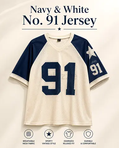 Navy & White No. 91 Mesh Jersey 🤍💙