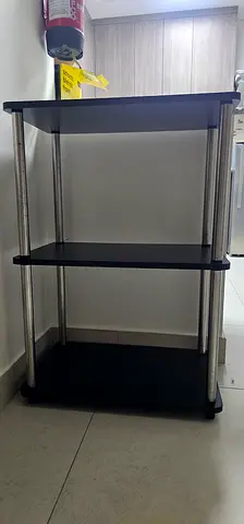Compact black kitchen island cart with metal rails, hall table - Great condition