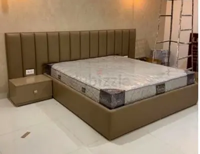 Light brown colour 200*200 super king size bed with two side tables