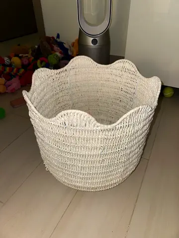 White Woven Decorative Storage Basket (Large)
