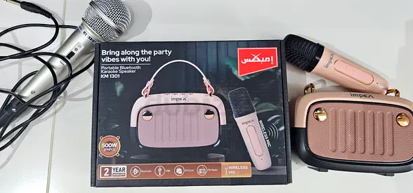 Impex Portable Bluetooth Karaoke Speaker with Wireless Mic - Pink