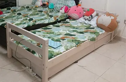 Single white bed for kids