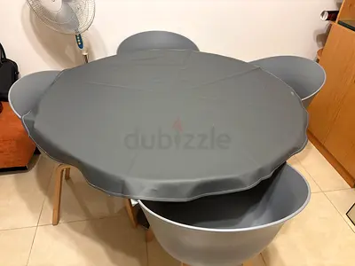 Round 4-Seater Dining Table with Integrated Seat Bowls - Grey