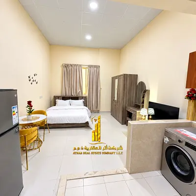 Furnished studio for monthly rent in Ajman, Al Rawdah 2 - Sheikh Ammar Street ✔️ Includes bills and internet ⚡📶 Ready to move in immediately!