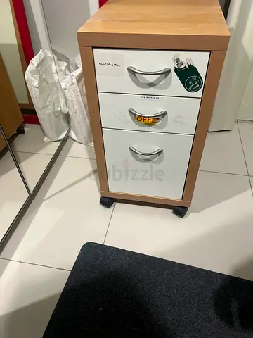 Small 3-Drawer Mobile Pedestal Cabinet on Wheels
