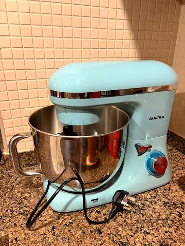 Aucma SM-1520X Stand Mixer with Stainless Bowl - Light Blue, Good Working Condition