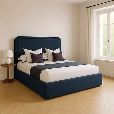 Custom Made Dark Blue Queen Size Bed (160x200cm)