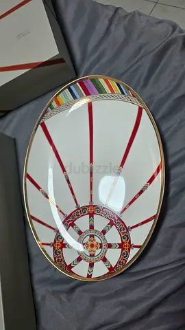 Baigal Large decorative porcelain serving platter - patterned oval dish.