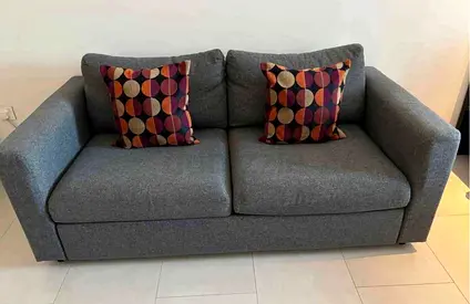 Grey 3-Seater Sofa bed with Cushions - Good Condition