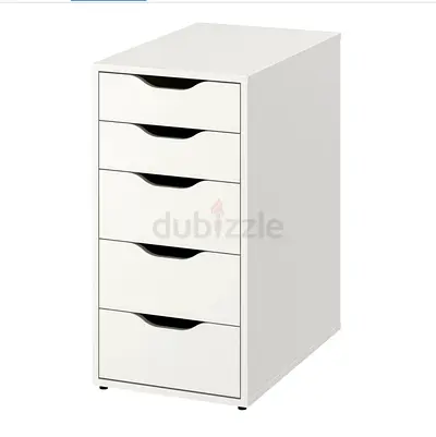 IKEA ALEX White 5-Drawer Narrow Chest / Storage Cabinet