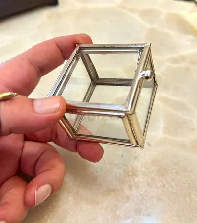 Small Glass and Metal Trinket Jewelry Box — Vintage Style