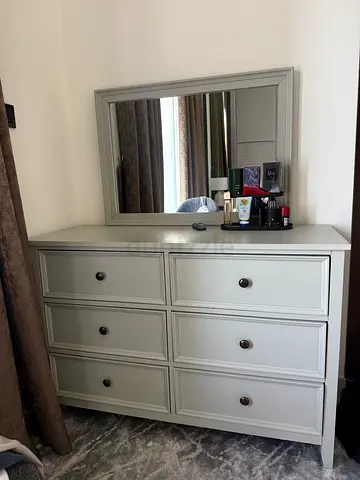 Grey 6-Drawer Dresser with Mirror