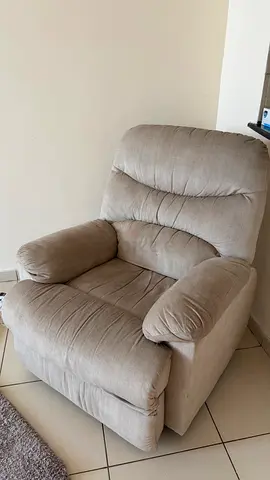 Comfortable Beige Fabric Manual Recliner Chair