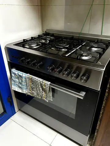 Stainless Steel 5-Burner Gas Range with Oven - Good Working Condition