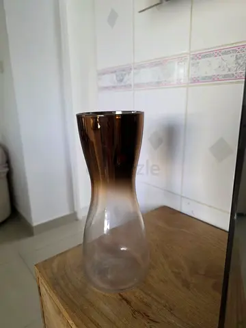 Glass Decorative Vase - Clear with Bronze Top