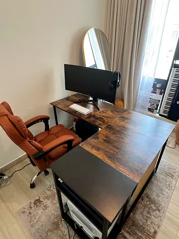 Home Office Desk - Wood Finish - L Shaped