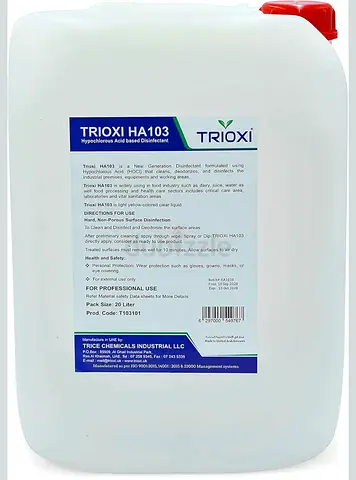 Trioxi HA 103 Non-Alcoholic Hypochlorous Based Multipurpose Disinfectant 9 liter