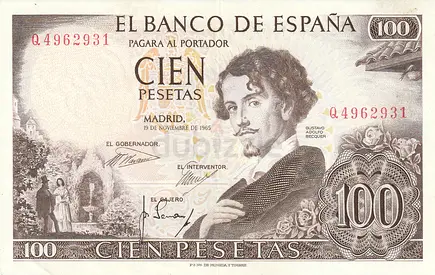 SPAIN 100 PESETAS BANKNOTE 1965