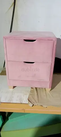 Pink Velvet 2-Drawer Bedside Nightstand — Good Condition