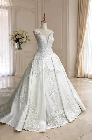 Elegant Sleeveless White Lace Wedding Dress