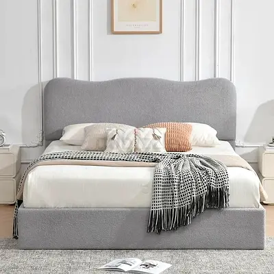 Upholstered Double Bed with Padded Headboard