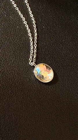 Swarovski - necklace with iridescent oval pendant
