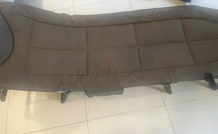 Folding Lounge/Portable Stretch Bed - Grey/brown Fabric, Perfect Good Condition