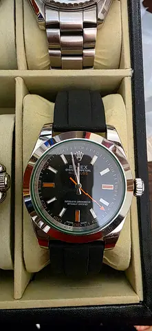 Used Milgauss Men's Stainless Steel Watch with Black Dial and Rubber Strap