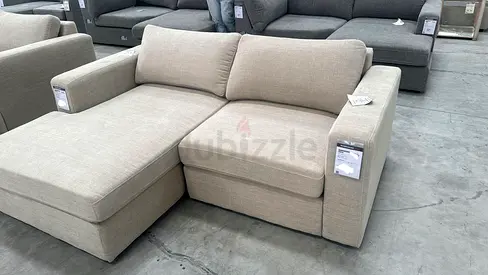 Beige L-shaped Fabric Sofa with Chaise - Never used