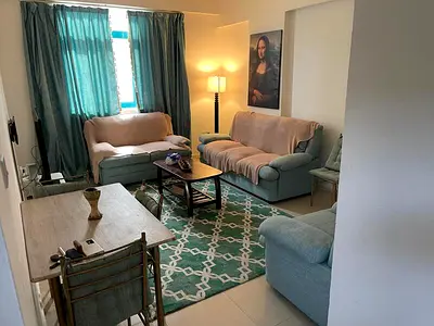 For monthly rent: One-bedroom apartment with a living room, fully furnished with excellent furniture, in Al Majaz 2, Sharjah.