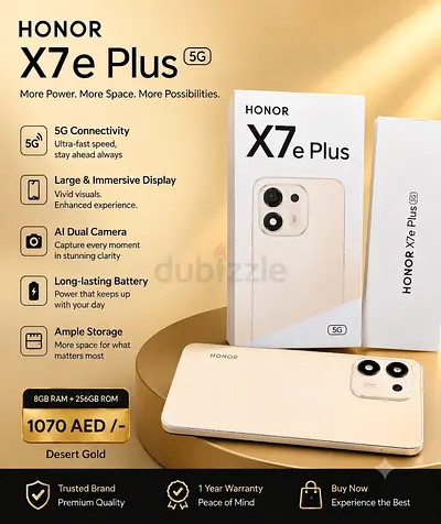 HONOR X7e Plus 5G - 8GB RAM 256GB | Desert Gold