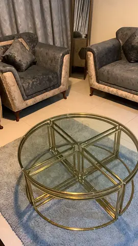 Round Gold Frame Glass Coffee Table — Stylish Centerpiece