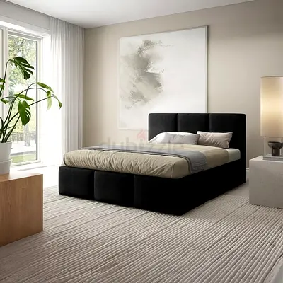 Modern Black Upholstered Bed Frame