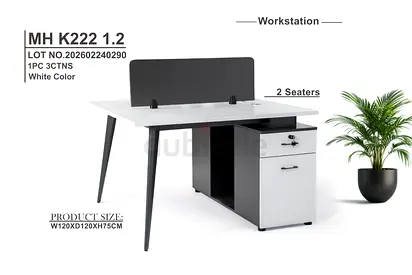 Modern 2-Seater Office Workstation Desk with Drawer Unit - White/Black