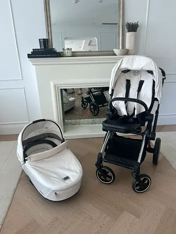 CYBEX White 3-in-1 Stroller with Detachable Bassinet - Good Condition