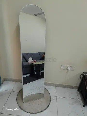 Full-length Arched Floor Mirror with Slim Frame - Good Condition