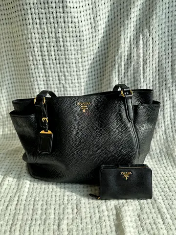 Prada Black Vitello Danio Leather Side Pocket Shoulder Bag URGENT SALE