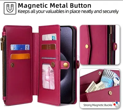 Multifunctional Flip Wallet Phone Case with Card Slots and Zipper Pocket for Honor 9X