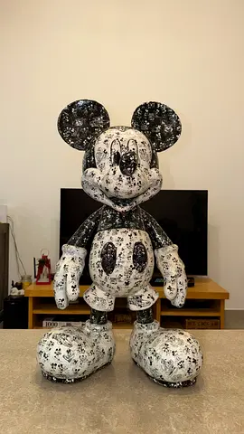 Large Black & White Distressed Mickey Mouse Statue — Collectible Figure