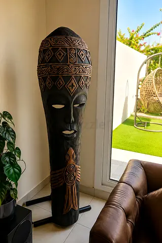 Large African Tribal Mask Wooden Sculpture | Floor Standing Home Decor