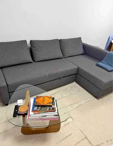 Grey L-Shaped Corner Sofa Bed IKEA