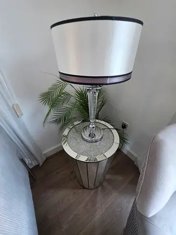 2 - Mirrored Crystal Accent Table Lamp with Drum Shade