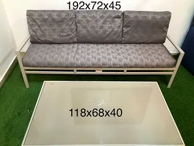 3-seater garden sofa with coffee table