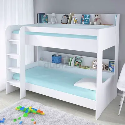 White Wooden Bunk Bed for Kids - Basic 2-Tier Bed