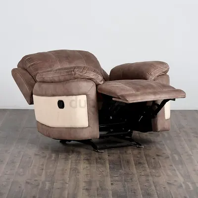 Comfortable Brown Single Recliner Armchair with Footrest