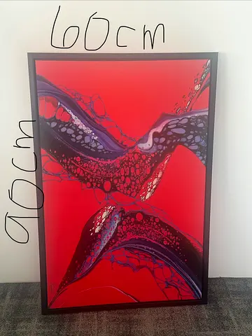 Abstract Red Fluid Art Framed Print 60x90cm
